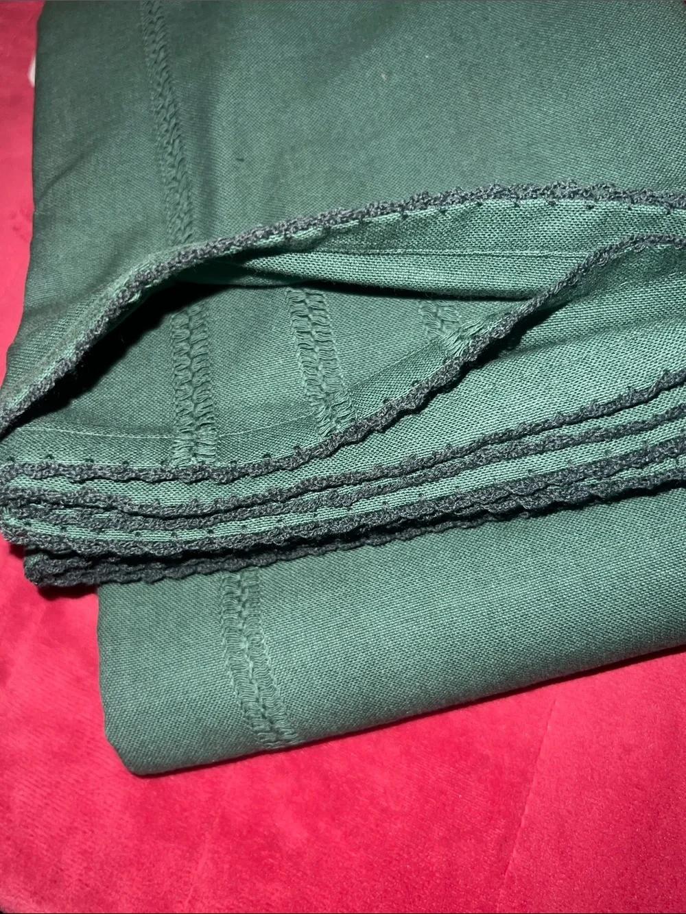 Hearth and Hand with Magnolia 60” x 84” tonal trim green tablecloth.  NWT.